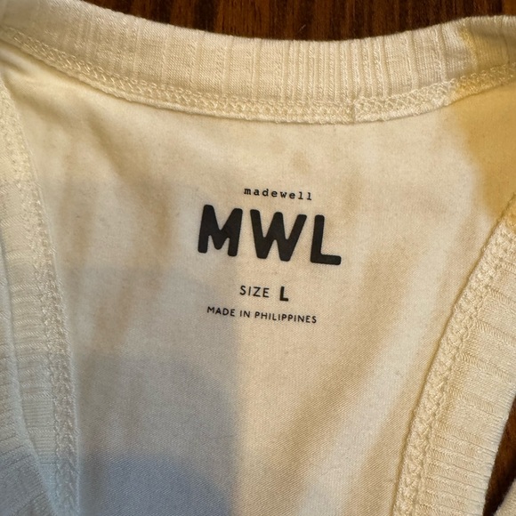 Madewell Ivory Ribbed Crop Racerback Tank Top - Picture 4 of 6